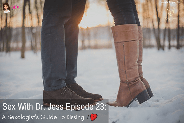 Kissing - photo of two sets of legs, one on tip toes, standing on snow