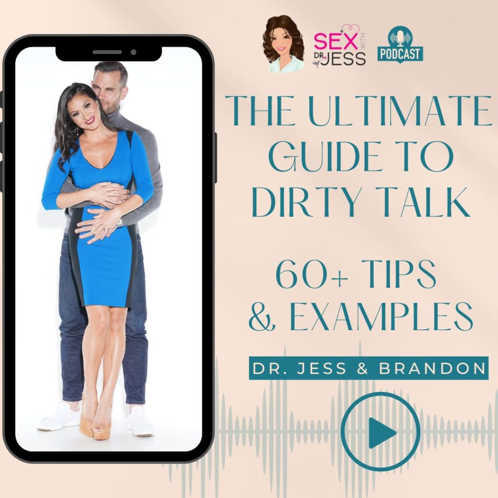 Dirty Talk - Dr. Jess standing being held from behind by Brandon